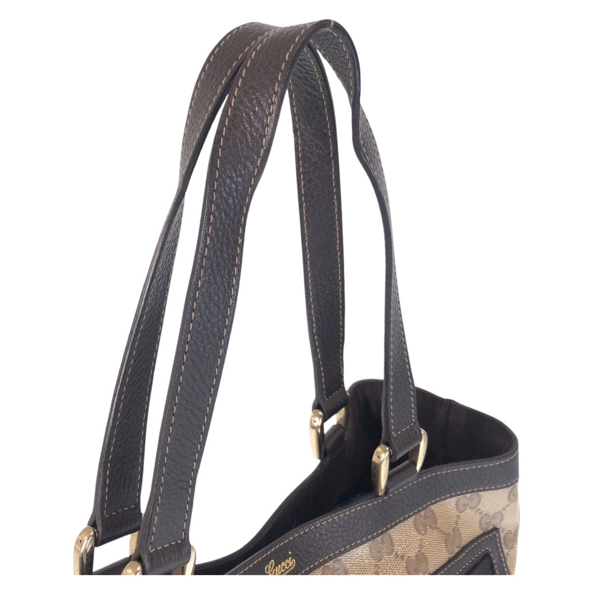 GUCCI Tote Bag 268639 Coated canvas Beige Brown Gold Metal GG crystal