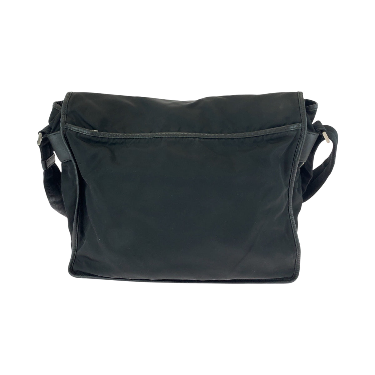 PRADA Shoulder Bag V158 Nylon Black SilverMetal Test Triangle With logo