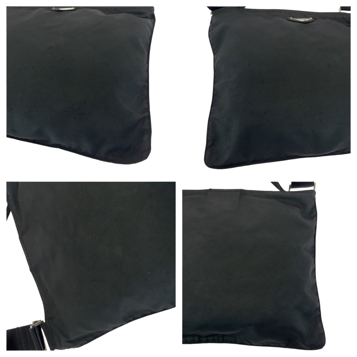 PRADA Shoulder Bag Nylon Black SilverMetal Test Triangle With logo