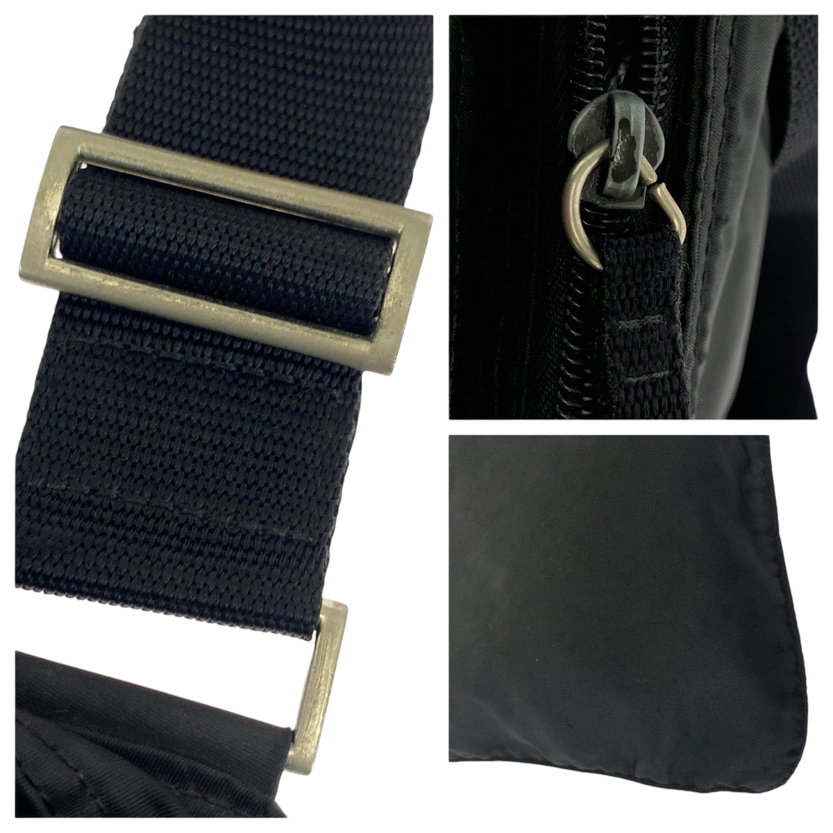 PRADA Shoulder Bag Nylon Black SilverMetal Test Triangle With logo