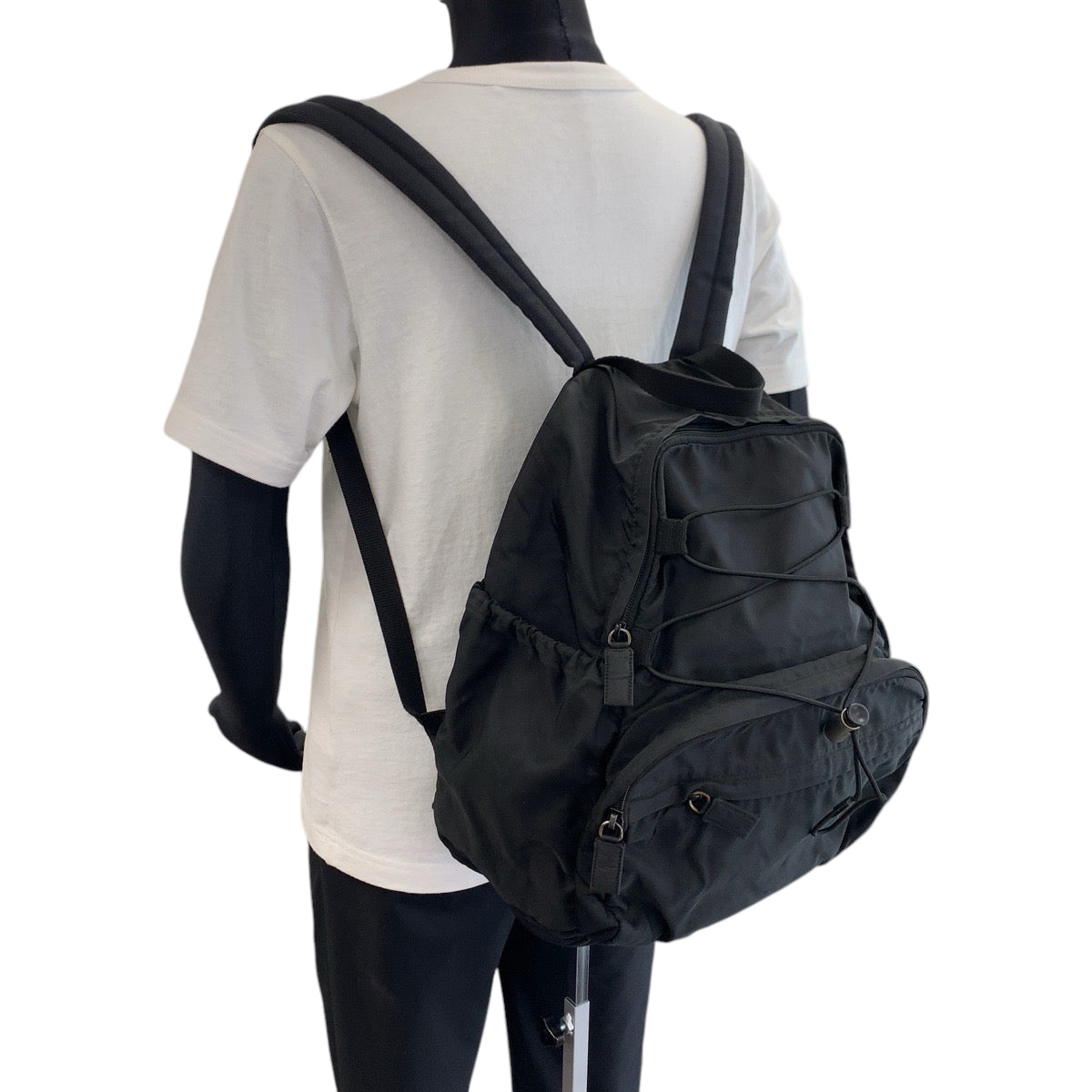 PRADA Backpack V317 Nylon black Test Triangle With logo
