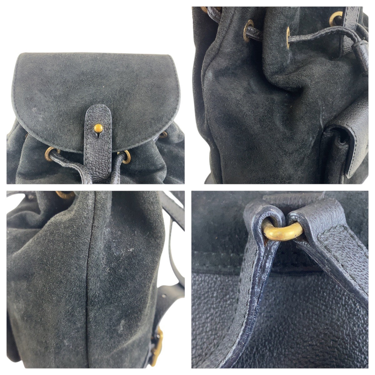GUCCI Backpack 003 2852 0030 0 Suede Black GoldMetal Bamboo