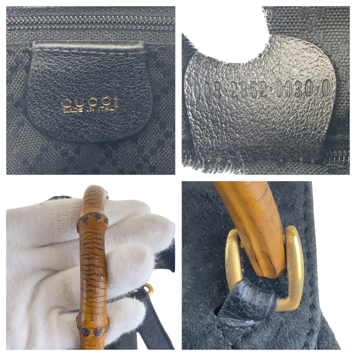 GUCCI Backpack 003 2852 0030 0 Suede Black GoldMetal Bamboo
