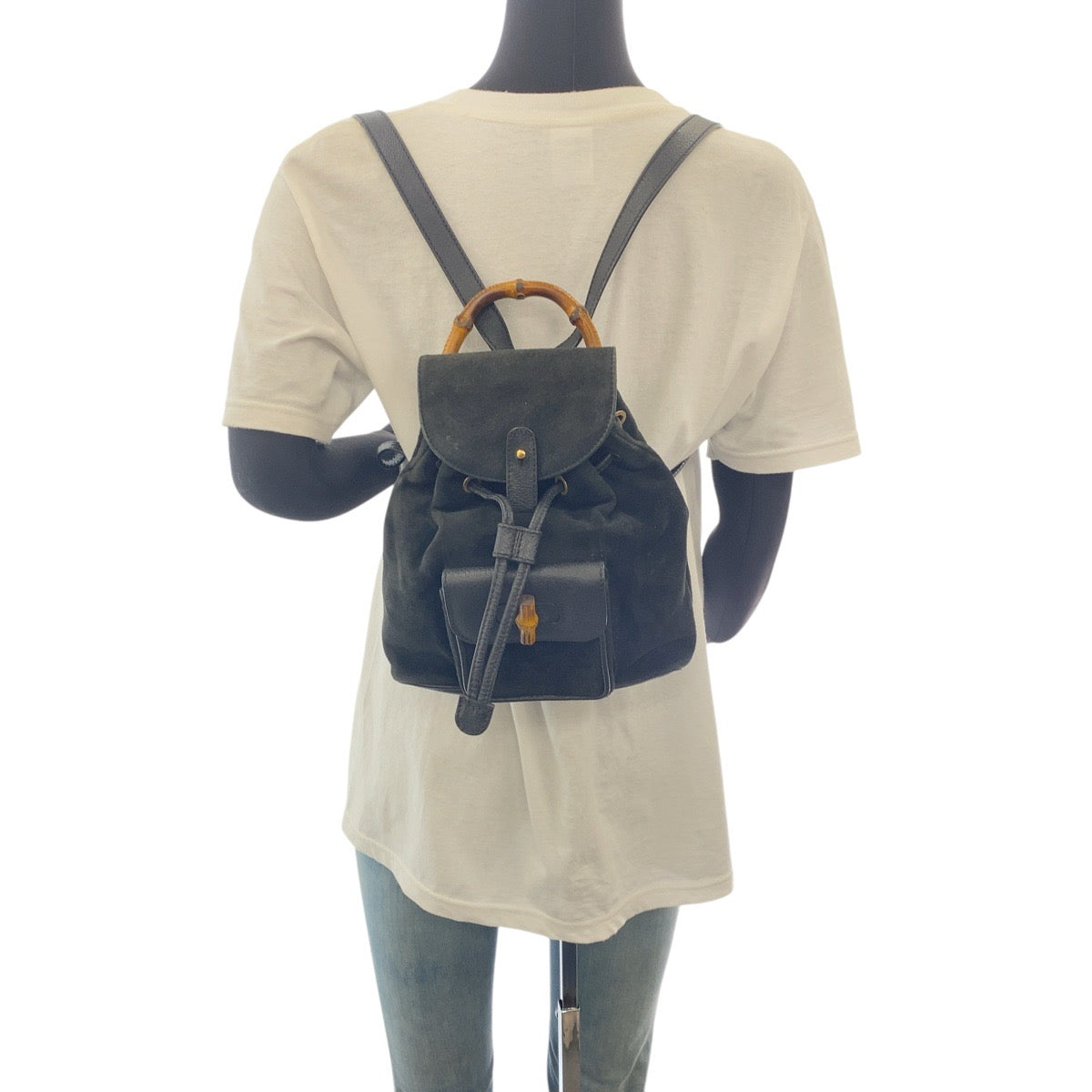 GUCCI Backpack 003 2852 0030 0 Suede Black GoldMetal Bamboo