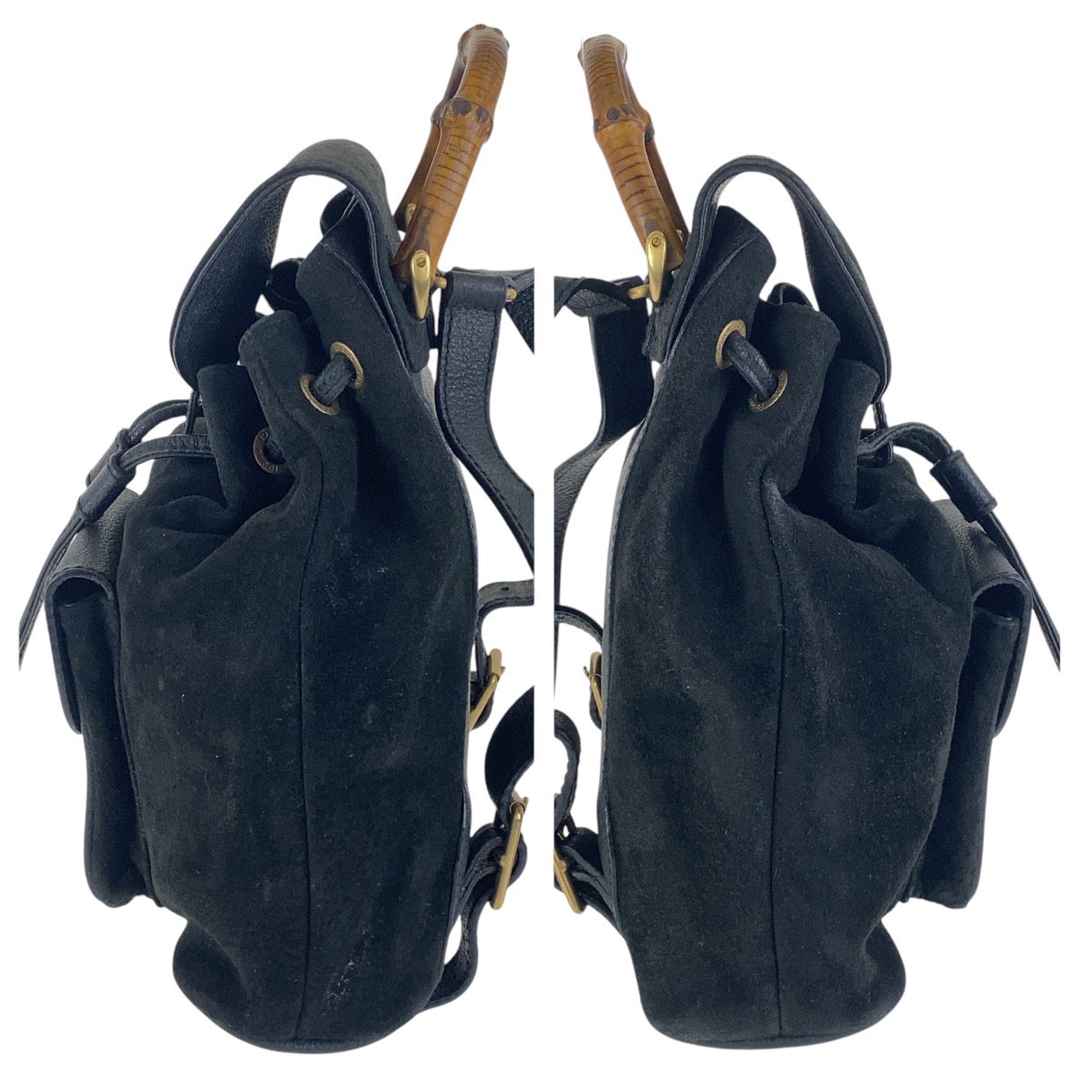 GUCCI Backpack 003 2852 0030 0 Suede Black GoldMetal Bamboo
