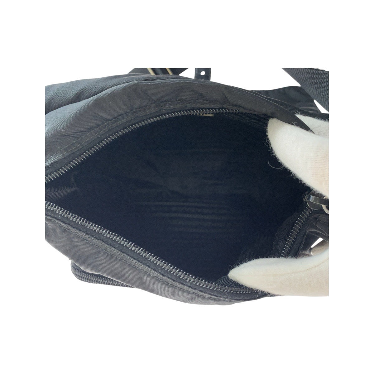 PRADA Shoulder Bag Nylon Black SilverMetal Test Triangle With logo
