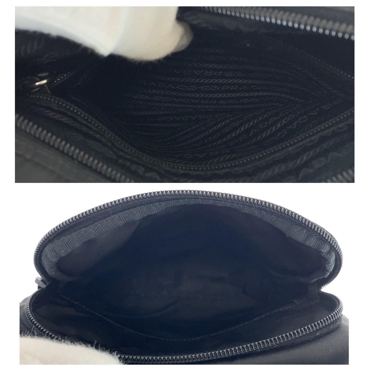 PRADA Shoulder Bag Nylon Black SilverMetal Test Triangle With logo