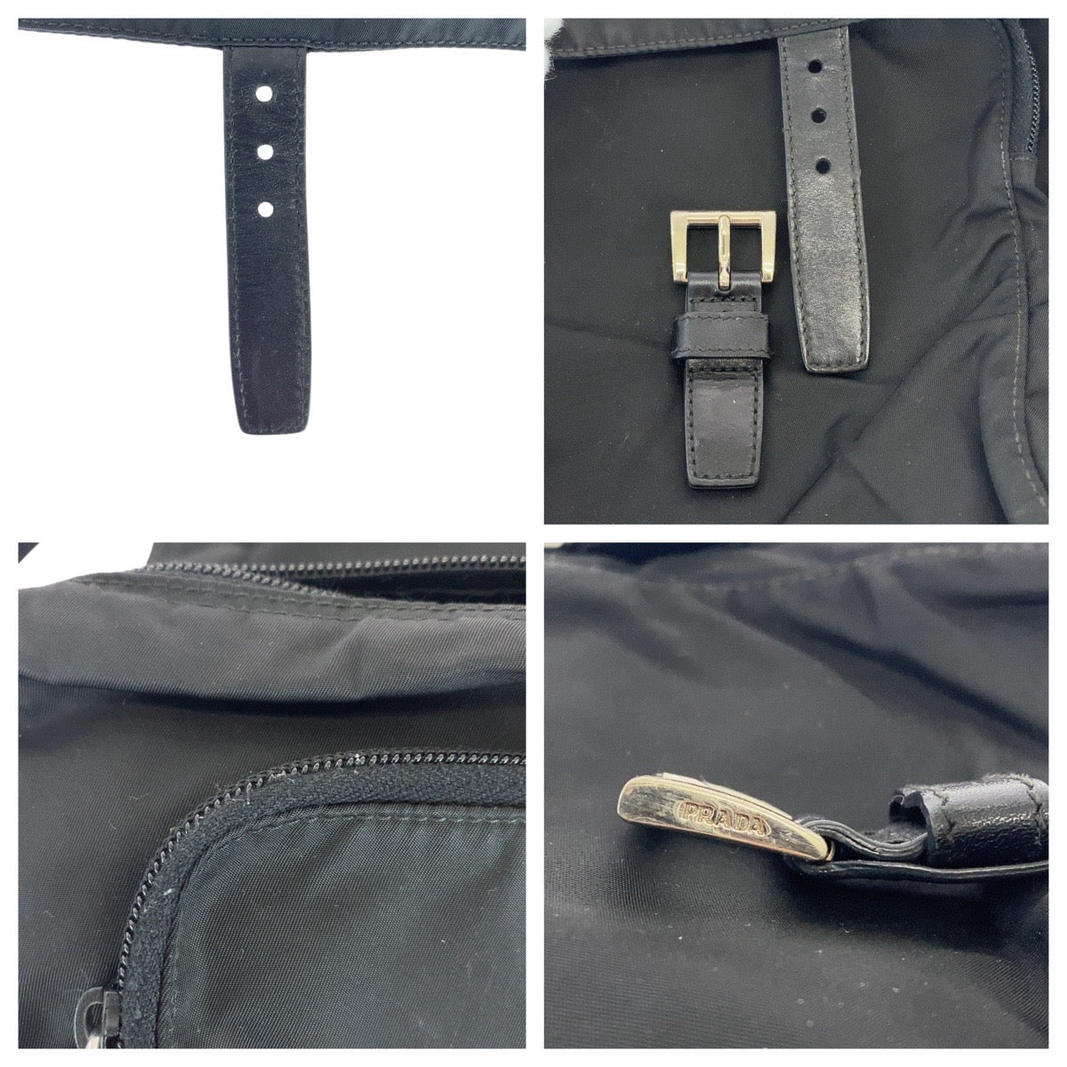 PRADA Shoulder Bag Nylon Black SilverMetal Test Triangle With logo