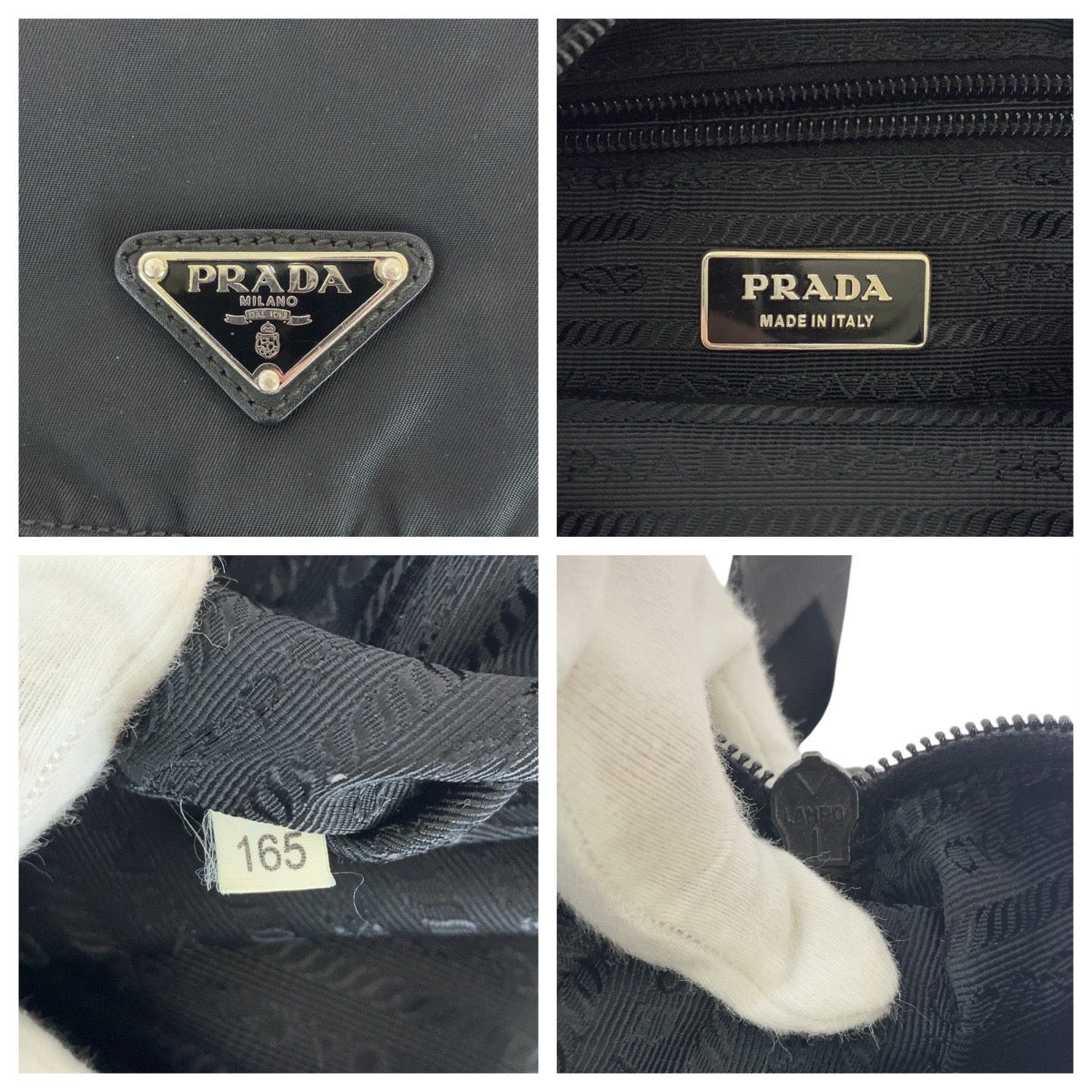 PRADA Shoulder Bag Nylon Black SilverMetal Test Triangle With logo