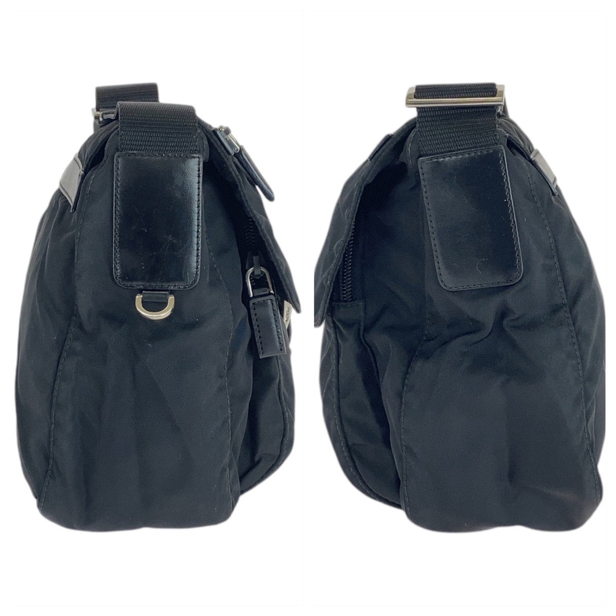PRADA Shoulder Bag Nylon Black SilverMetal Test Triangle With logo