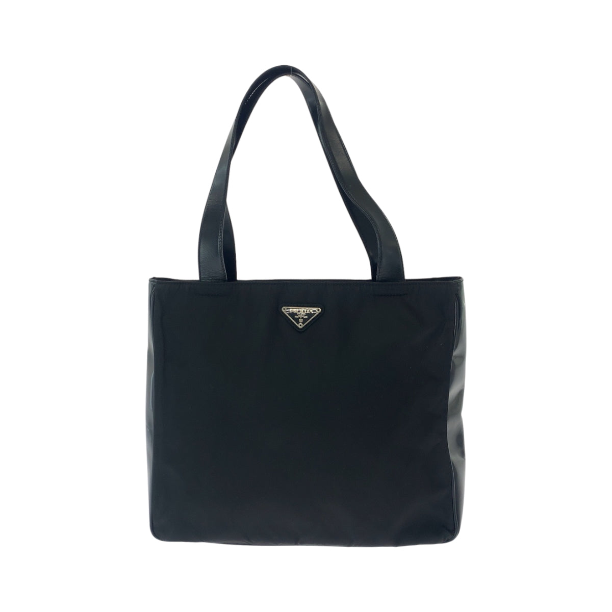 PRADA Tote Bag B8375 Nylon Black SilverMetal Test Triangle With logo