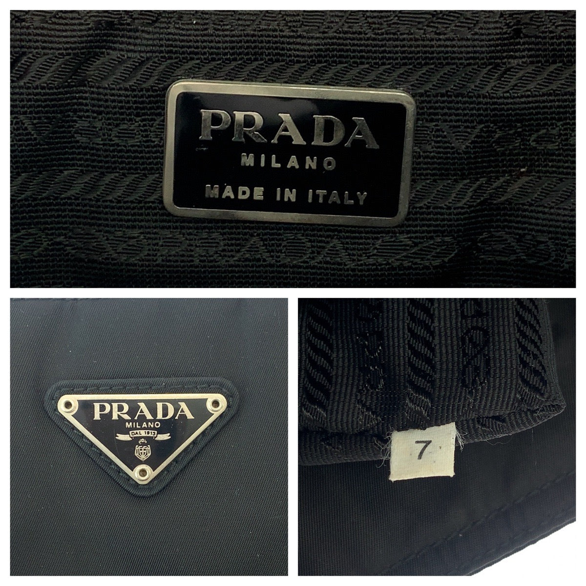 PRADA Tote Bag B8375 Nylon Black SilverMetal Test Triangle With logo