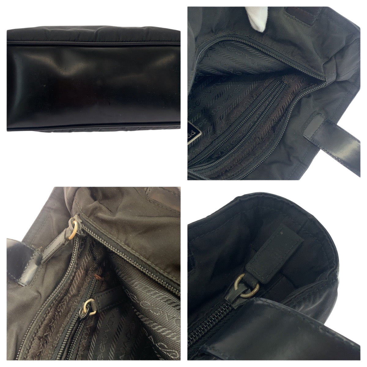 PRADA Tote Bag B8375 Nylon Black SilverMetal Test Triangle With logo