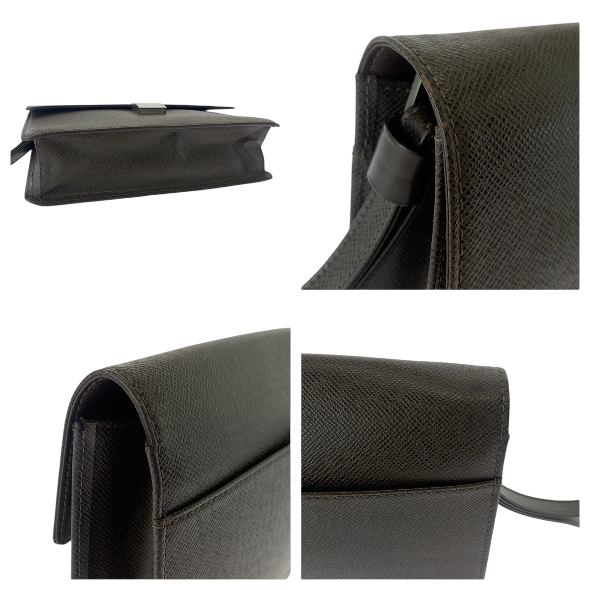 LOUIS VUITTON business bag M30786 Taiga Brown Silver Metal Taiga Selenga