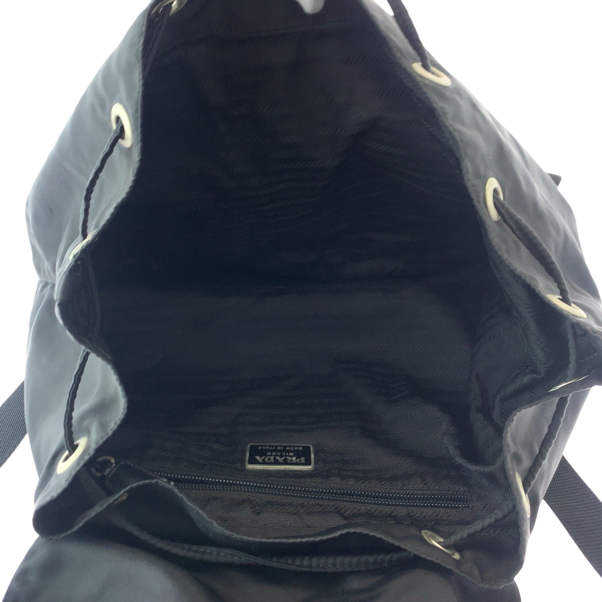 PRADA Backpack Nylon Black SilverMetal Test Triangle With logo