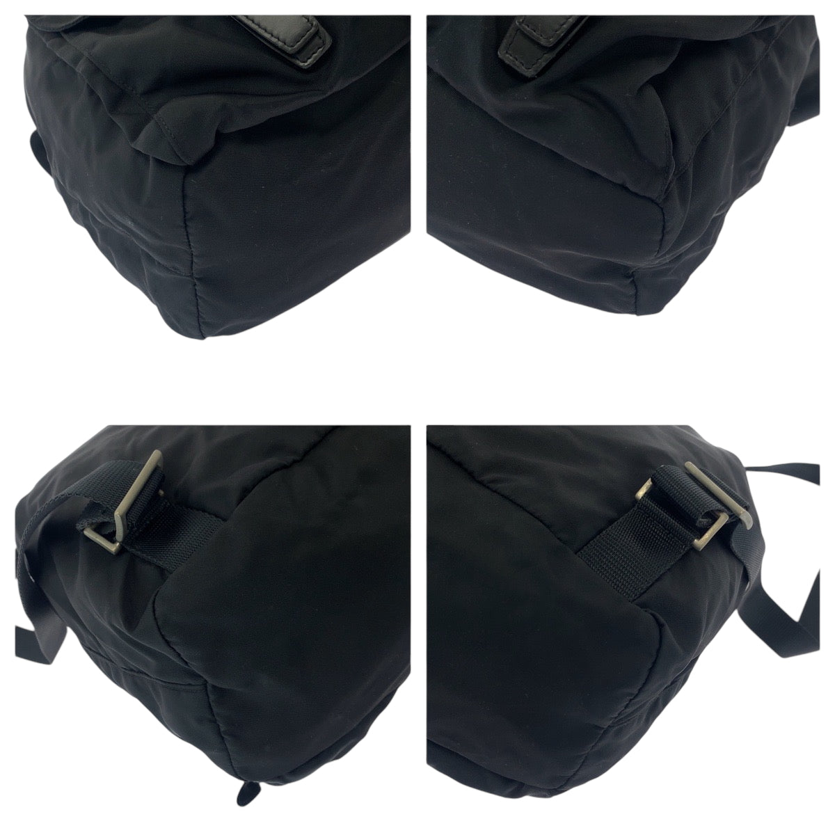 PRADA Backpack Nylon Black SilverMetal Test Triangle With logo