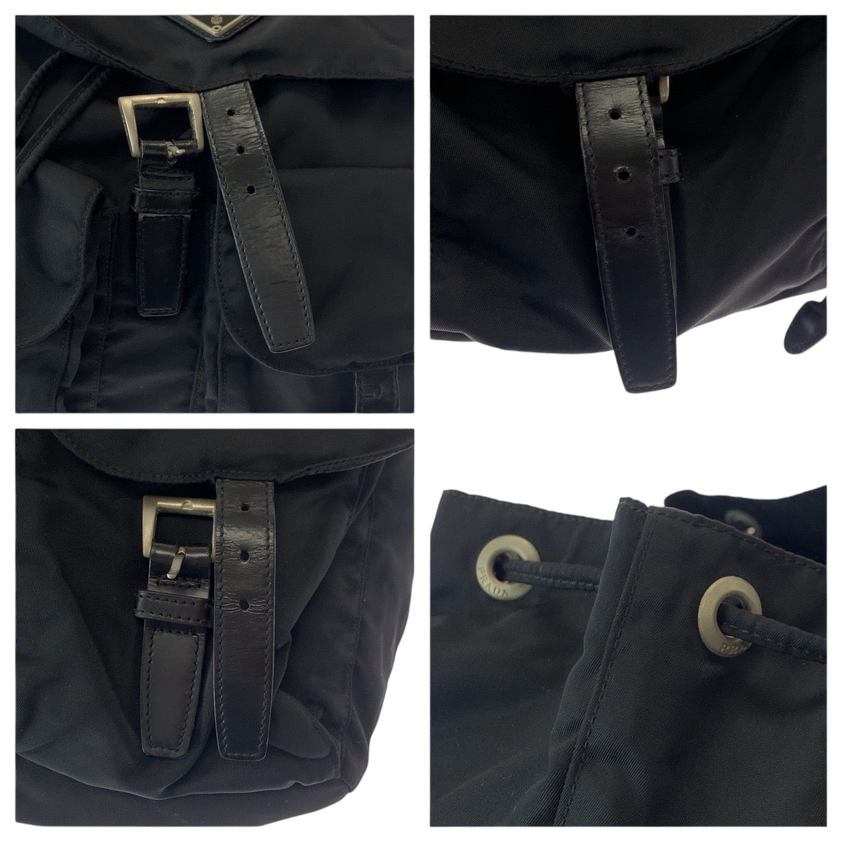 PRADA Backpack Nylon Black SilverMetal Test Triangle With logo