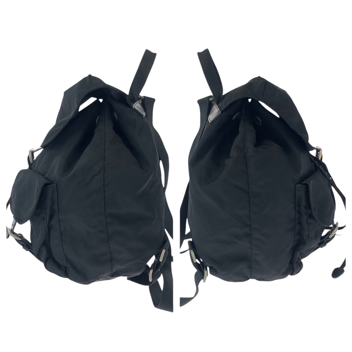 PRADA Backpack Nylon Black SilverMetal Test Triangle With logo