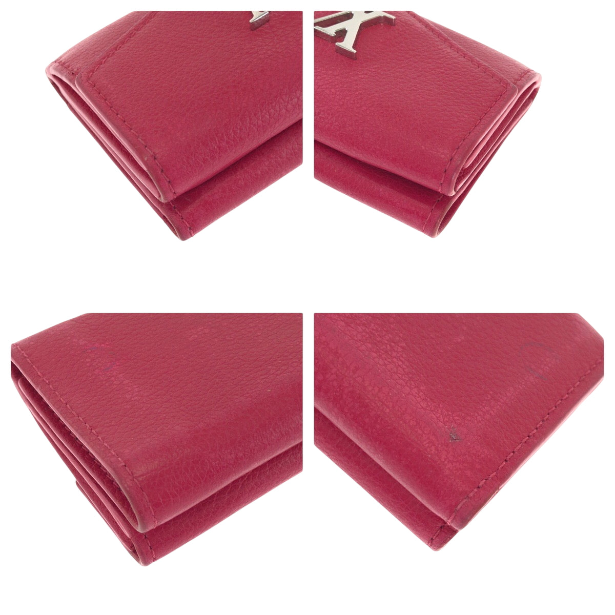 LOUIS VUITTON Tri-fold wallet M67858 leather Pink SilverMetal Portefeuille Rock Mini