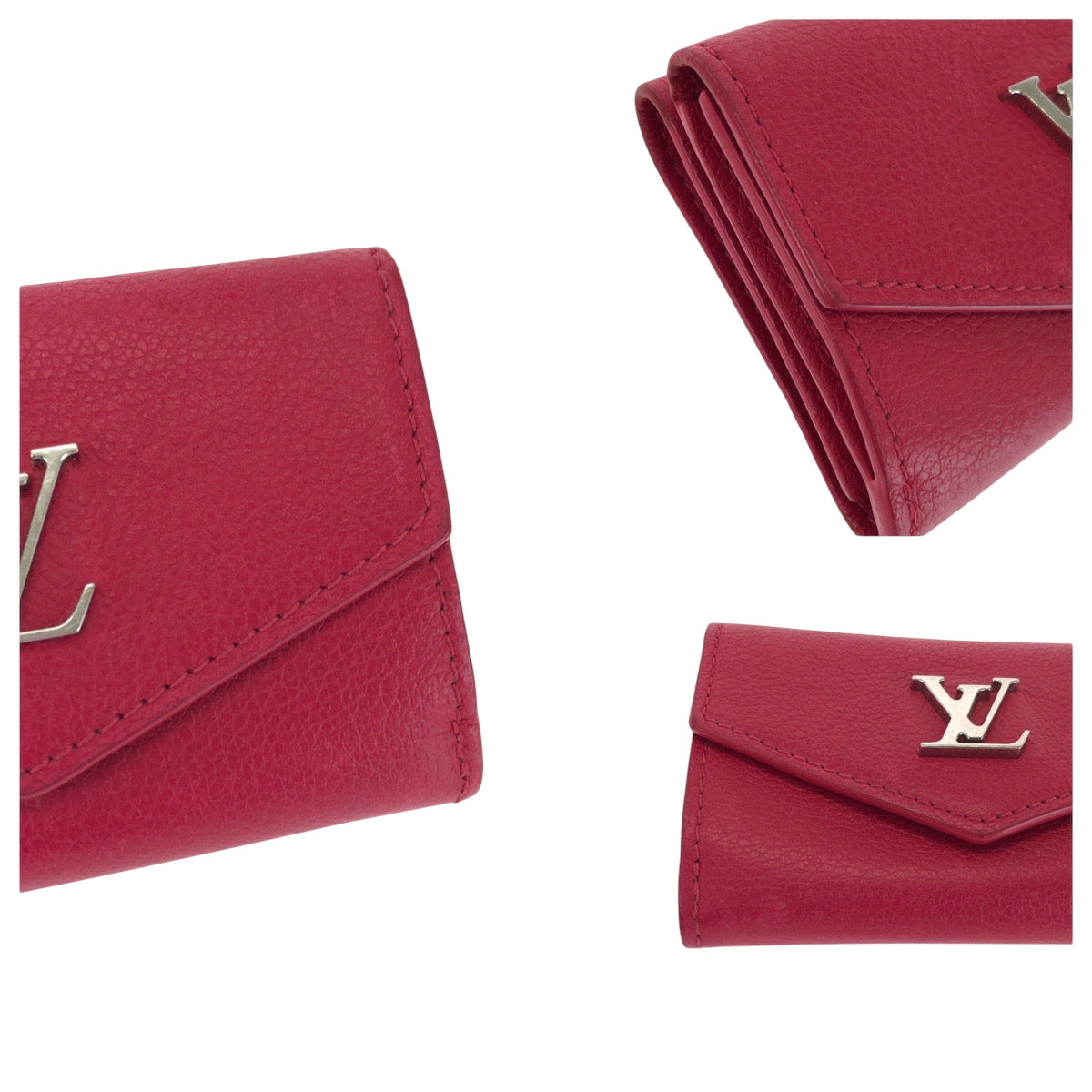 LOUIS VUITTON Tri-fold wallet M67858 leather Pink SilverMetal Portefeuille Rock Mini