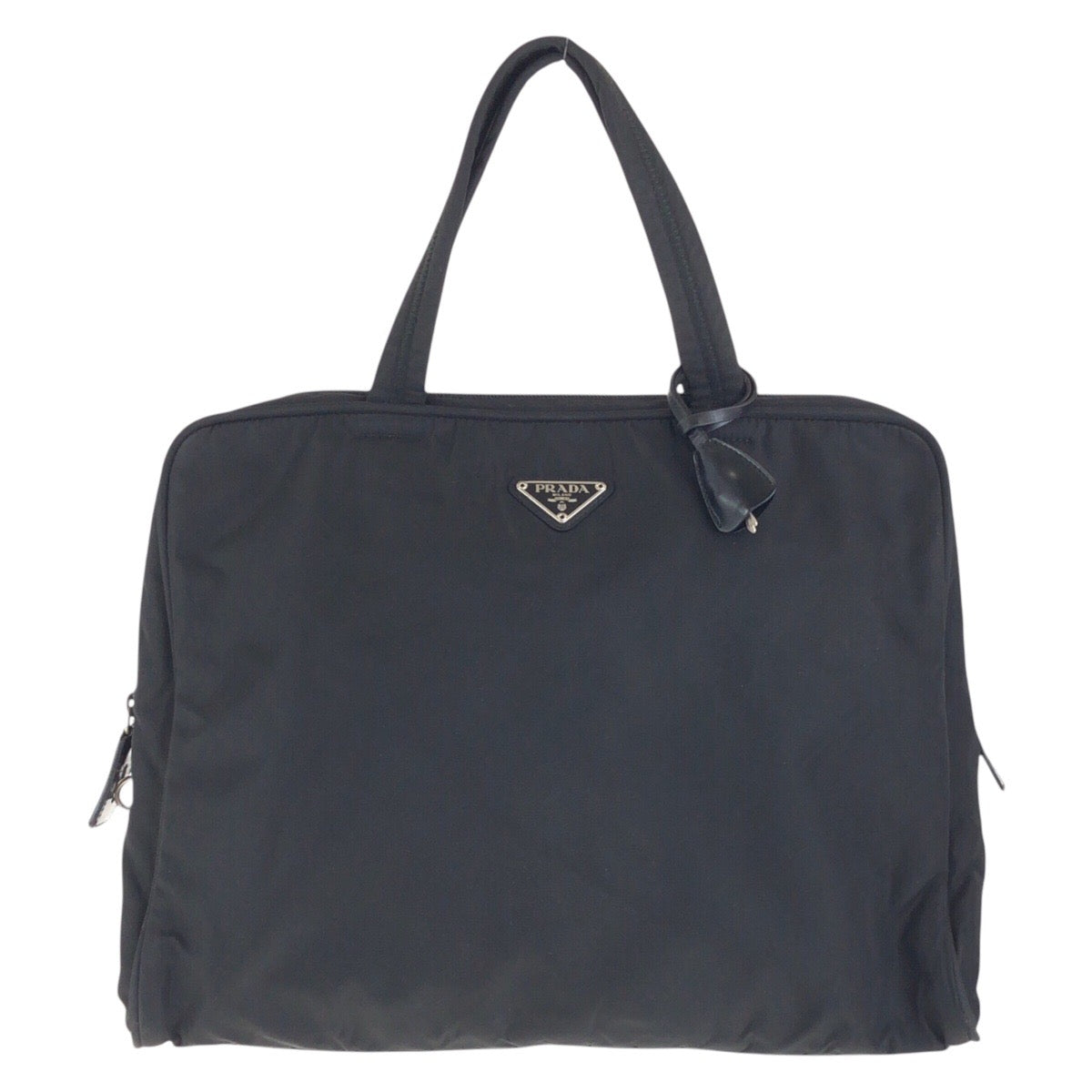 PRADA Tote Bag Nylon Black SilverMetal Test Triangle With logo