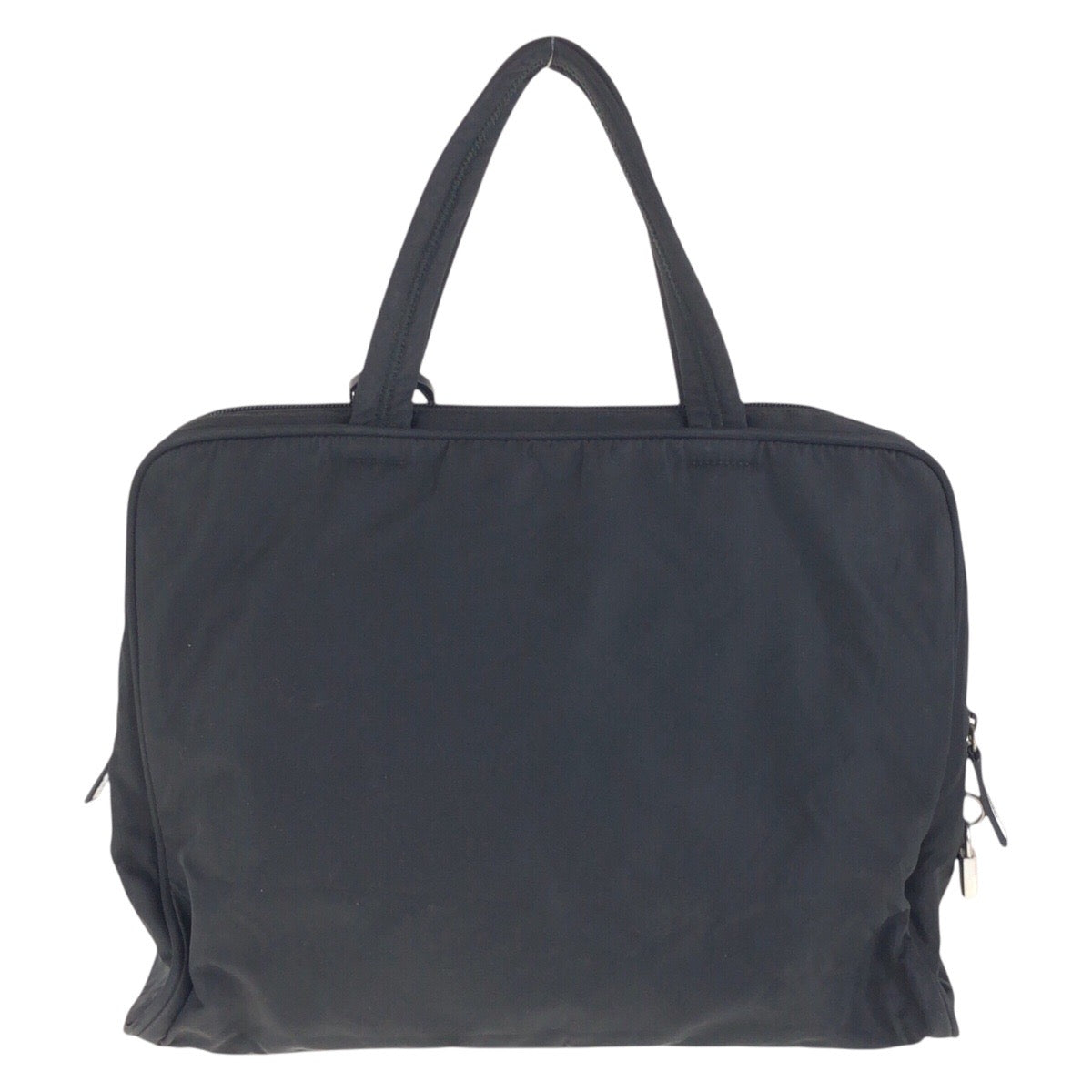 PRADA Tote Bag Nylon Black SilverMetal Test Triangle With logo