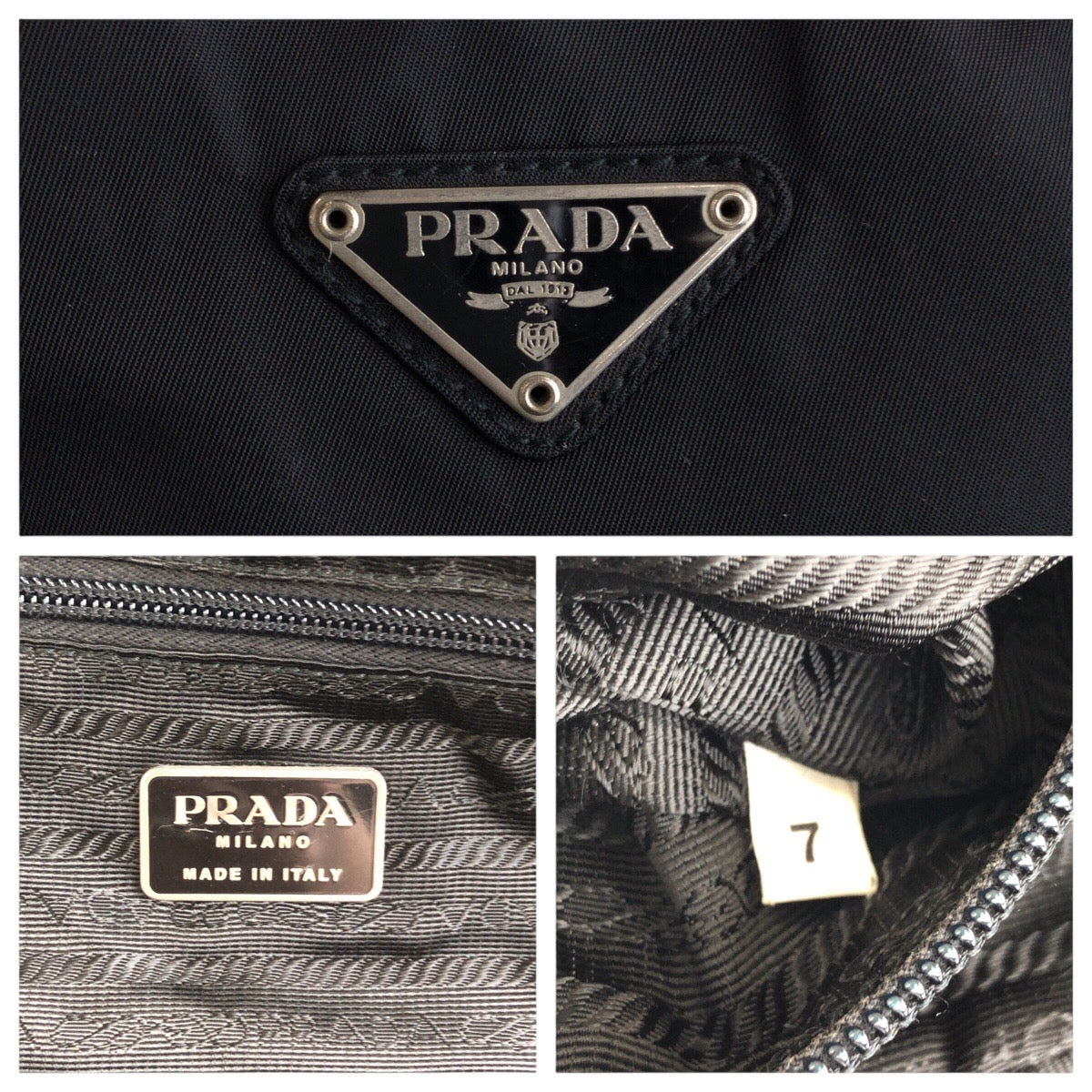 PRADA Tote Bag Nylon Black SilverMetal Test Triangle With logo