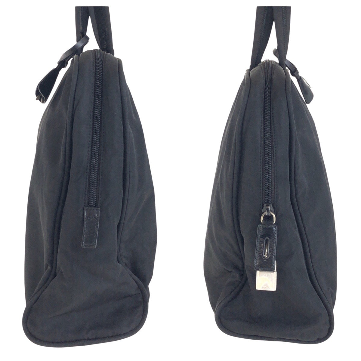 PRADA Tote Bag Nylon Black SilverMetal Test Triangle With logo