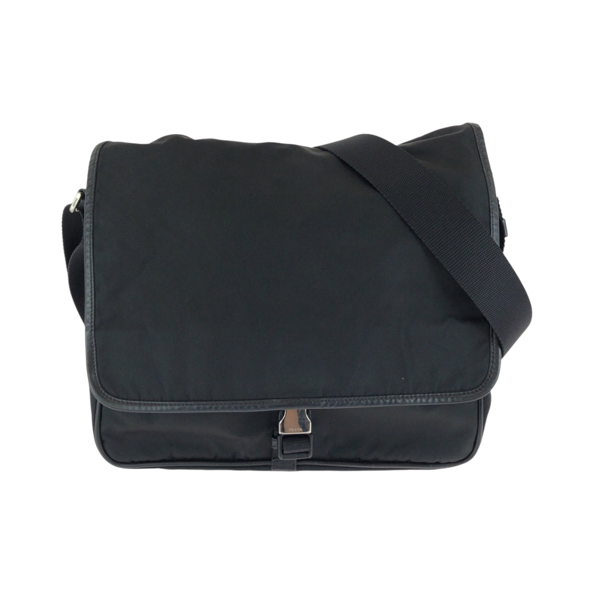 PRADA Shoulder Bag V158 Nylon Black SilverMetal Test Triangle With logo