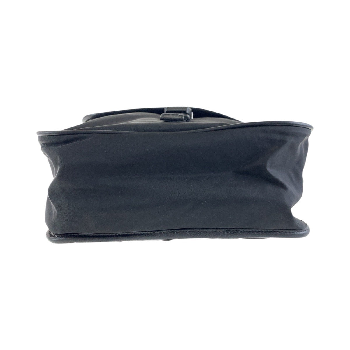 PRADA Shoulder Bag Nylon Black SilverMetal Testo Saffiano Triangle With logo