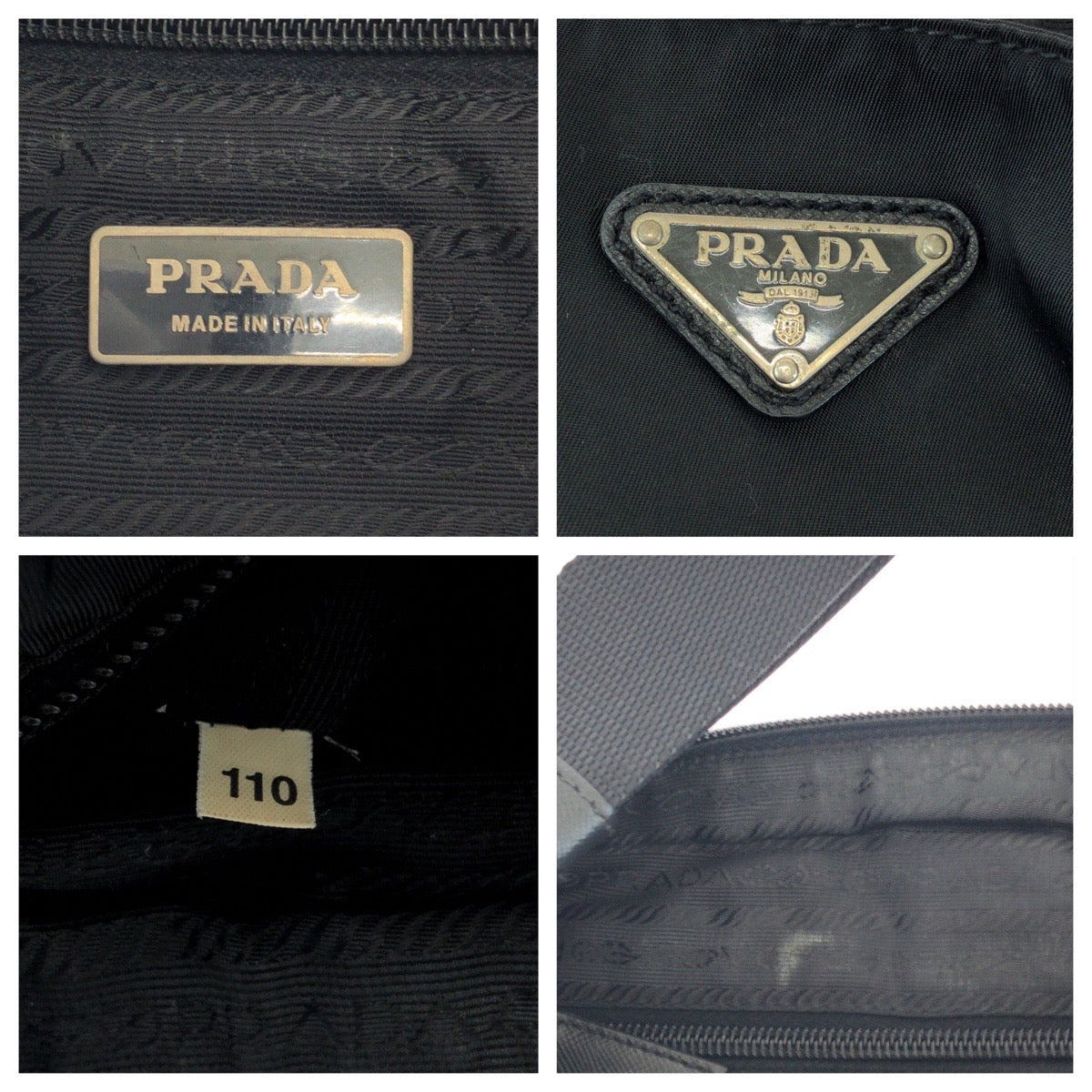 PRADA Shoulder Bag Nylon Black SilverMetal Test Triangle With logo