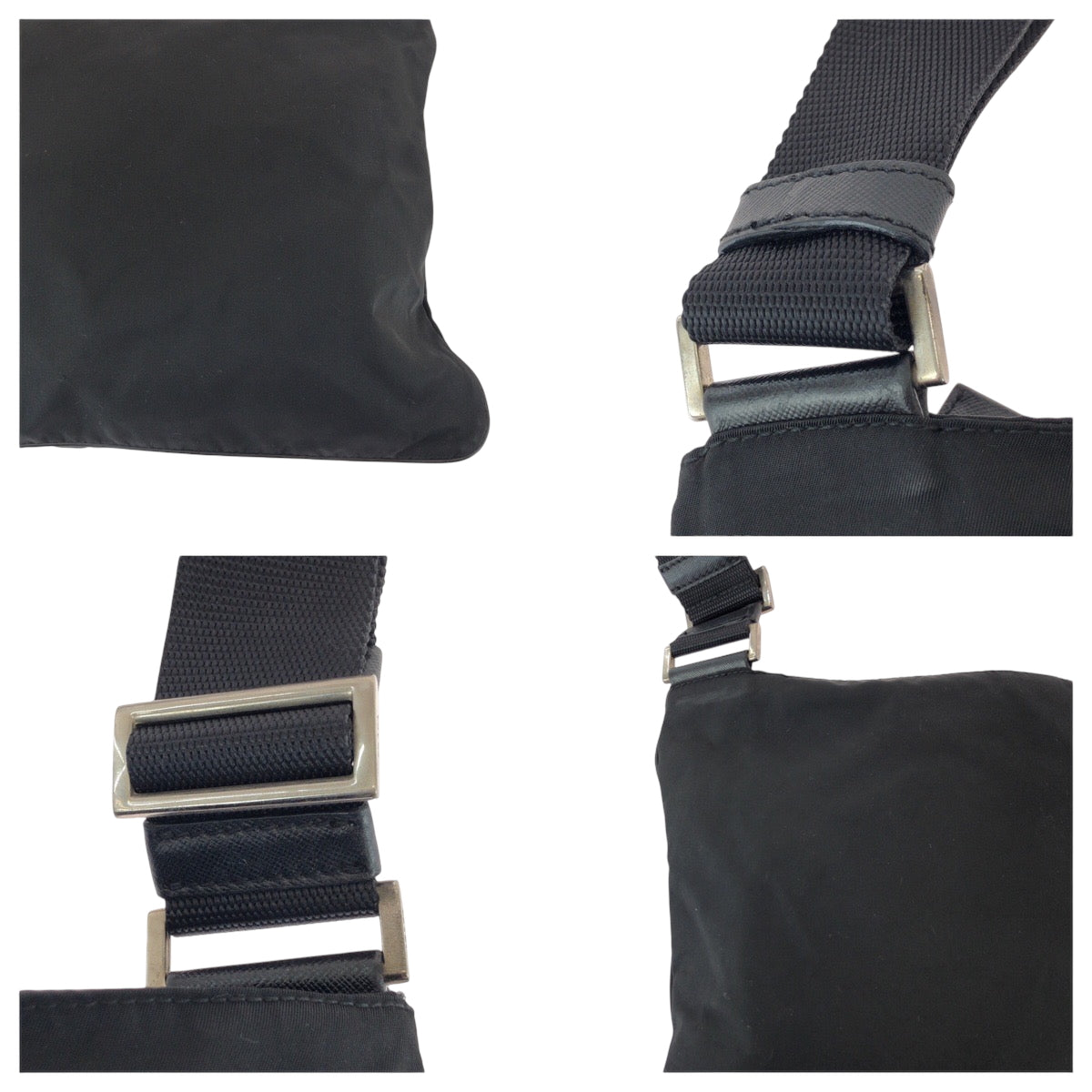 PRADA Shoulder Bag Nylon Black SilverMetal Test Triangle With logo