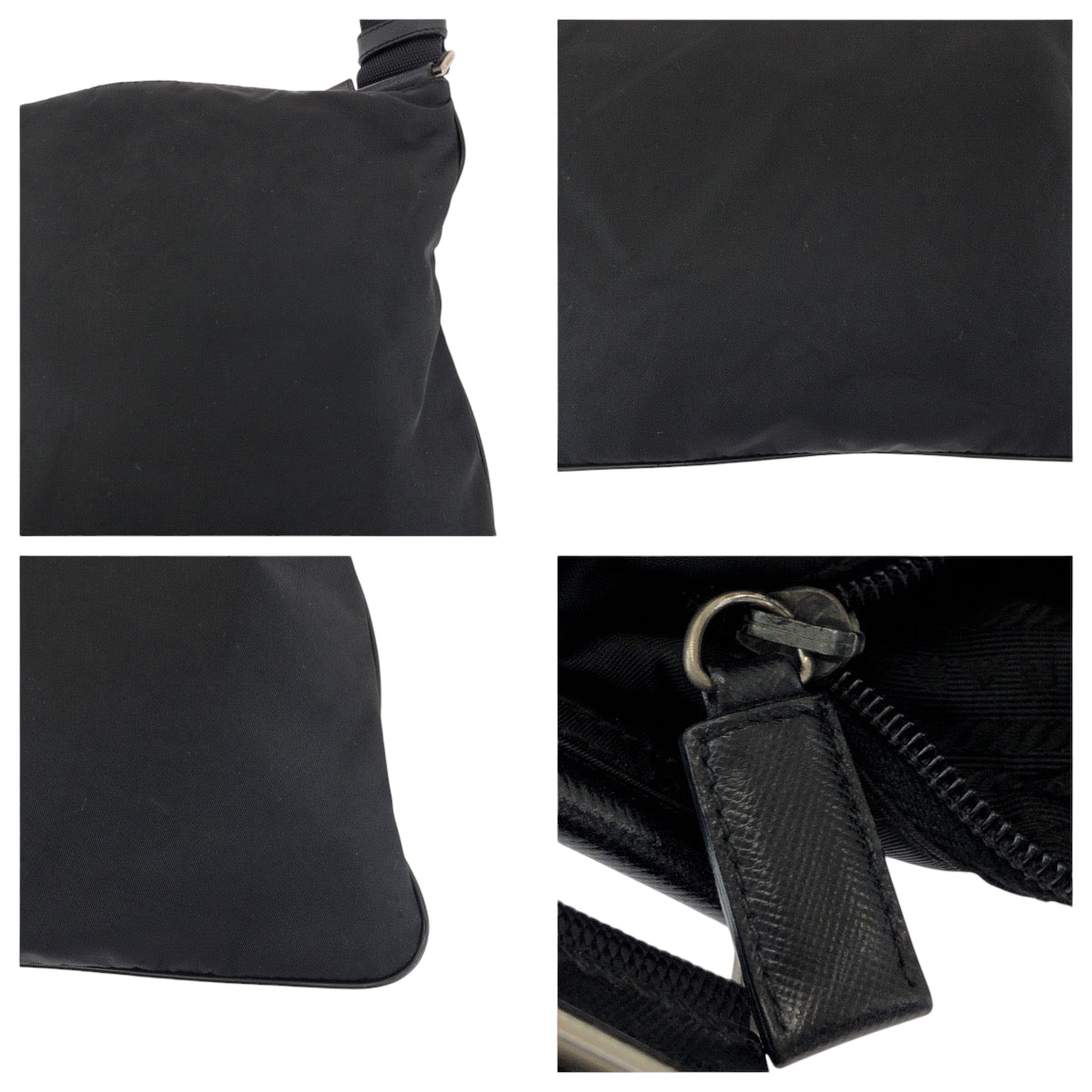 PRADA Shoulder Bag Nylon Black SilverMetal Test Triangle With logo