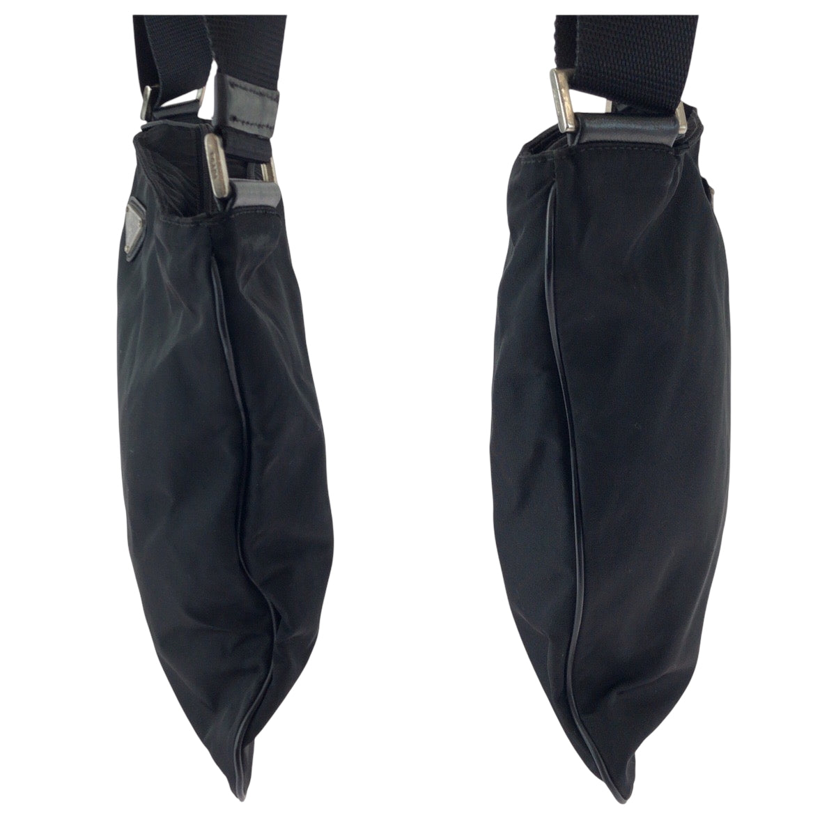 PRADA Shoulder Bag Nylon Black SilverMetal Test Triangle With logo