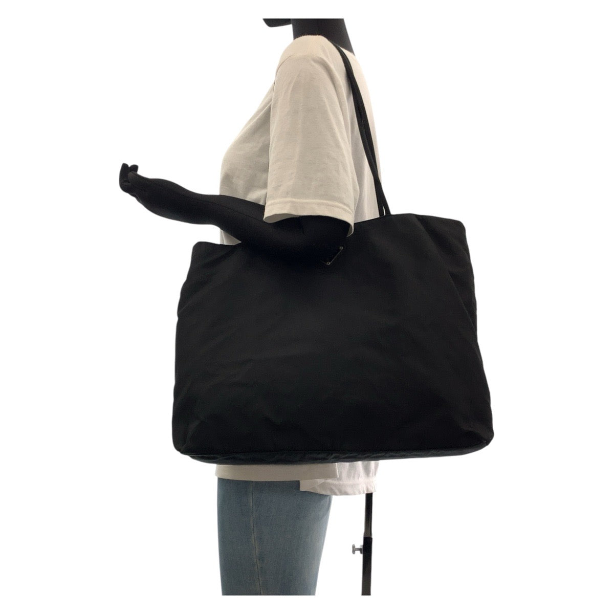 PRADA Tote Bag Nylon Black SilverMetal Test Triangle With logo