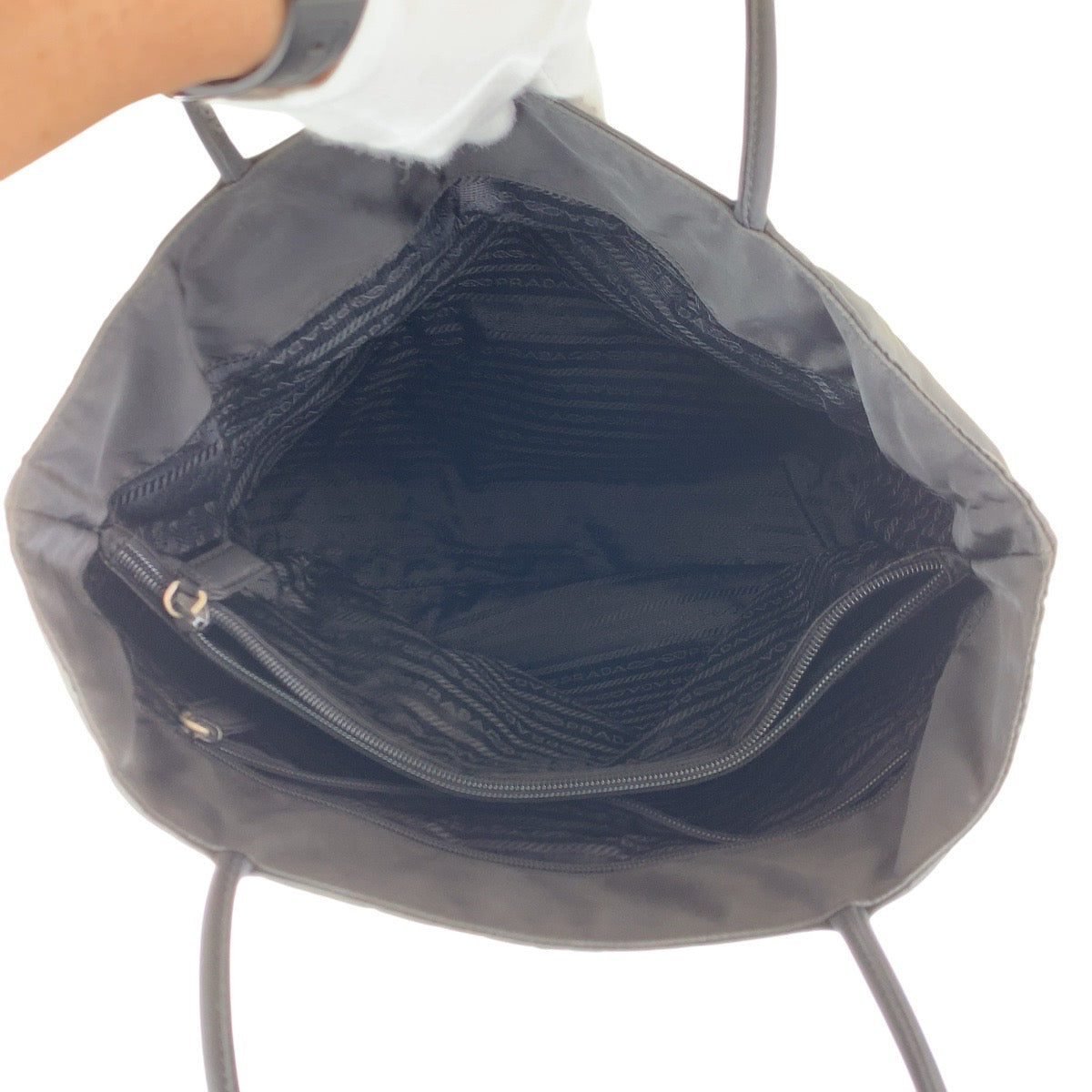 PRADA Tote Bag Nylon Black SilverMetal Test Triangle With logo