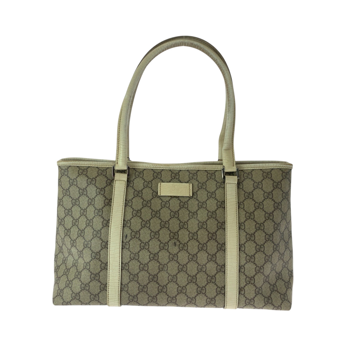 GUCCI Tote Bag 114695 GG Supreme Canvas Beige Ivory SilverMetal