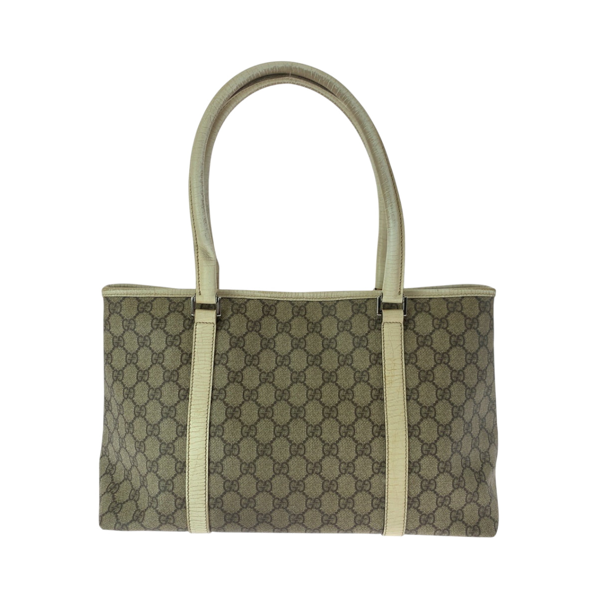 GUCCI Tote Bag 114695 GG Supreme Canvas Beige Ivory SilverMetal