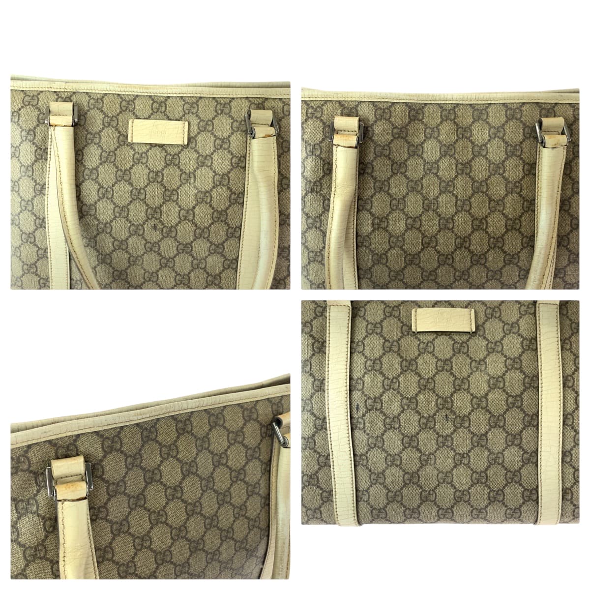 GUCCI Tote Bag 114695 GG Supreme Canvas Beige Ivory SilverMetal
