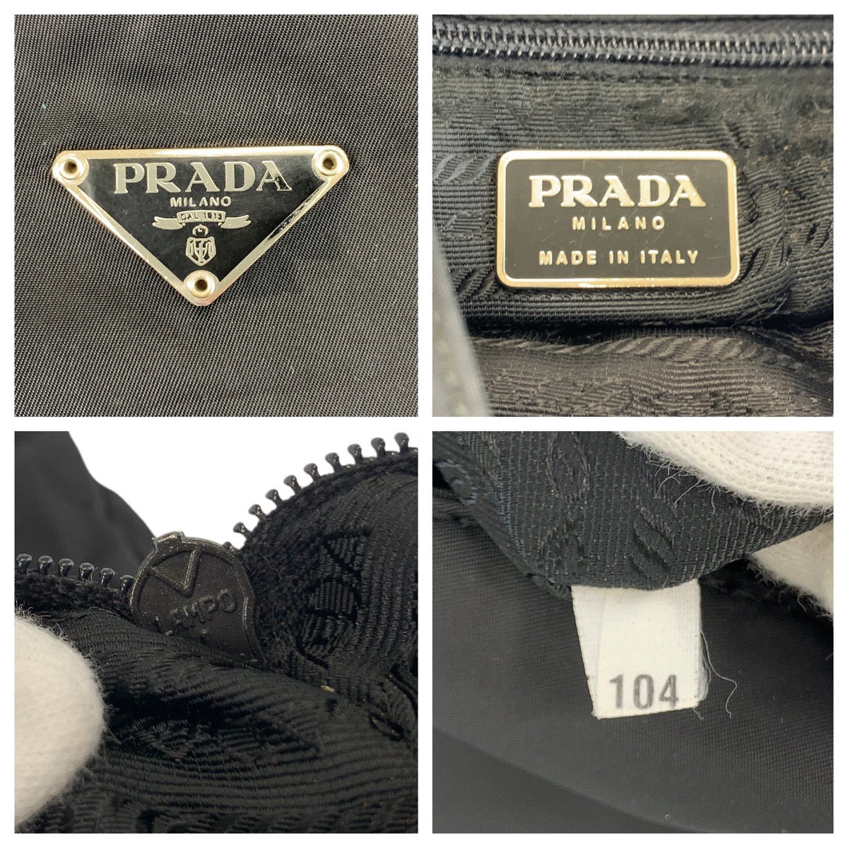 PRADA Shoulder Bag Nylon Black SilverMetal Test Triangle With logo