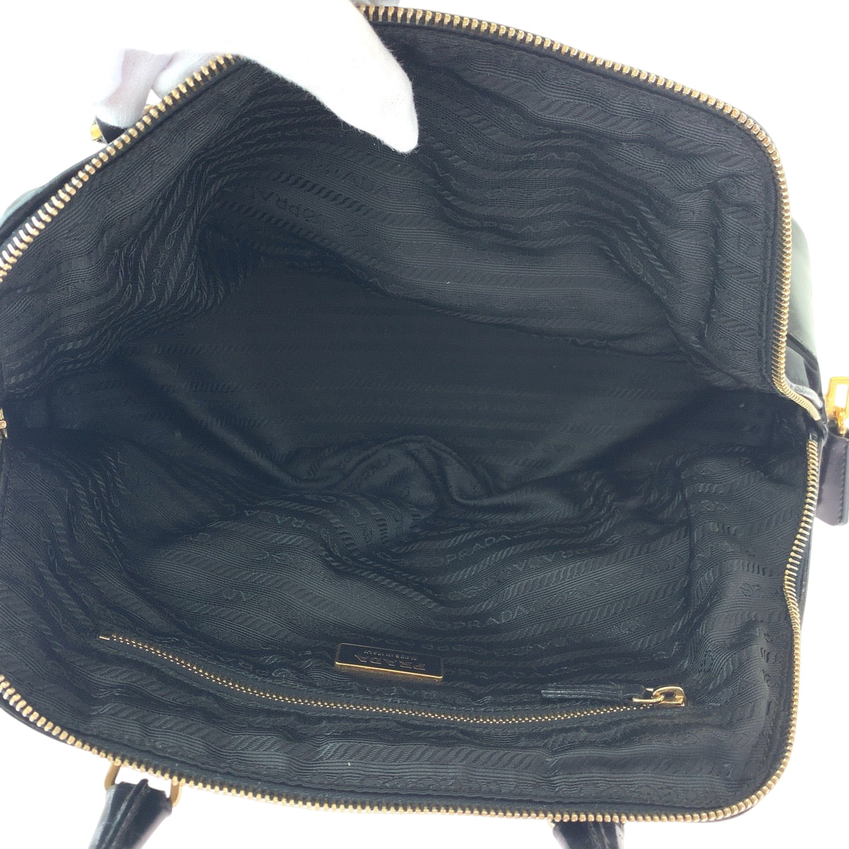 PRADA Handbag Nylon Black GoldMetal Test Triangle With logo