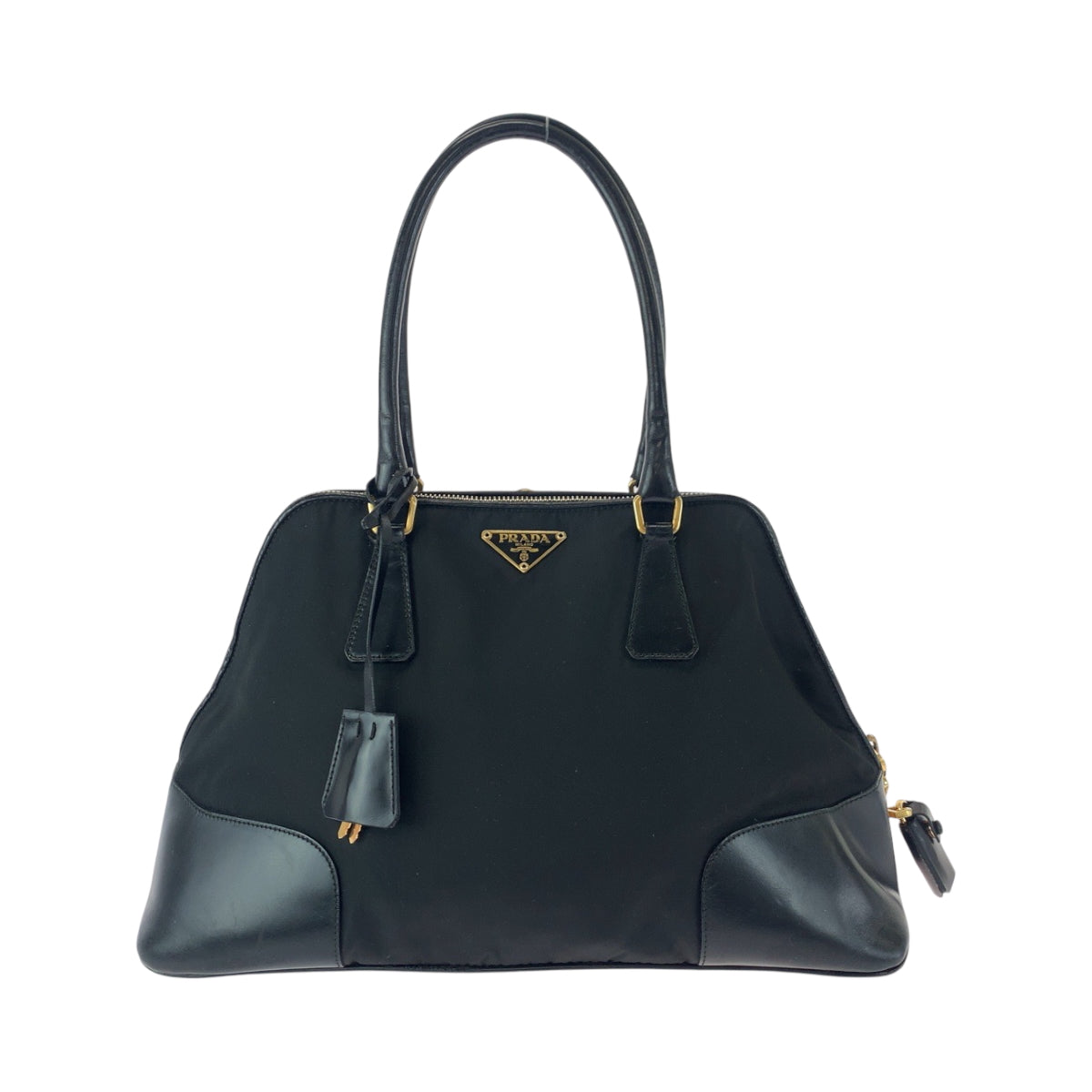 PRADA Handbag Nylon Black GoldMetal Test Triangle With logo