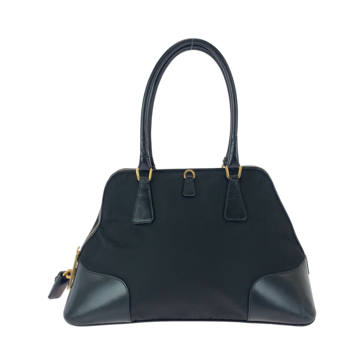 PRADA Handbag Nylon Black GoldMetal Test Triangle With logo