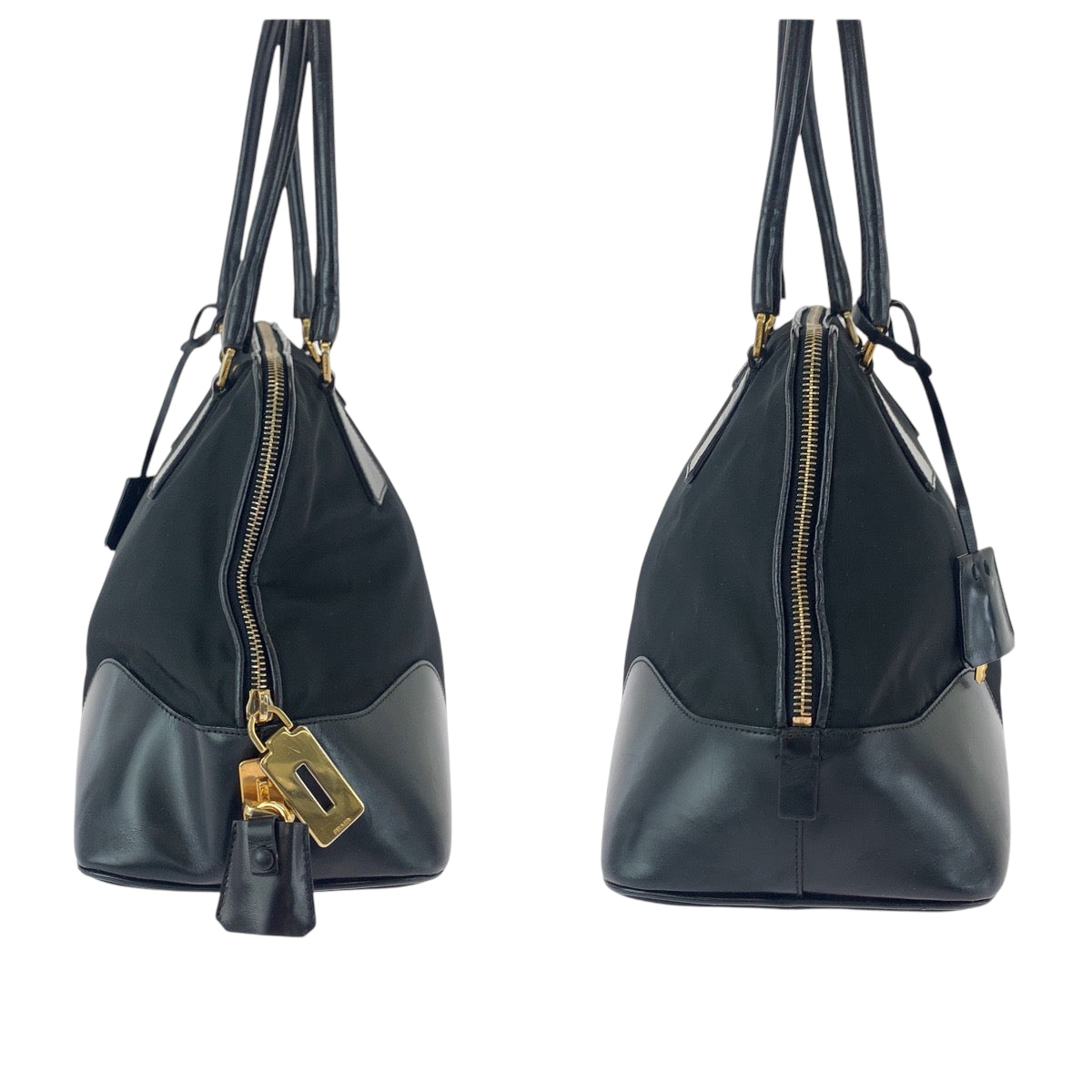 PRADA Handbag Nylon Black GoldMetal Test Triangle With logo