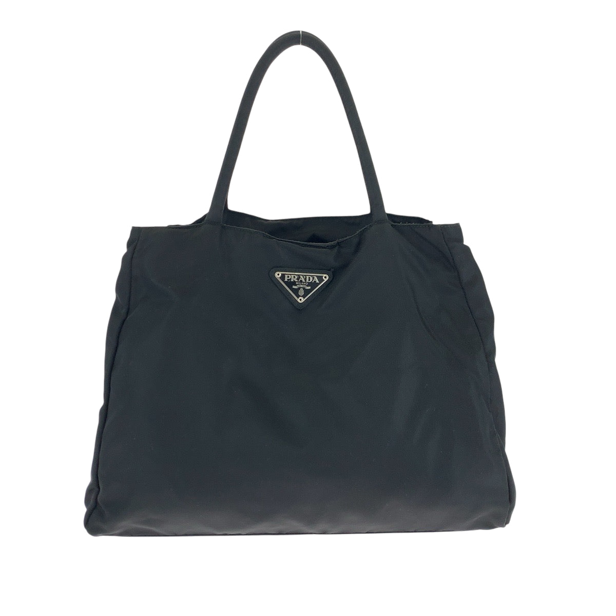 PRADA Tote Bag Nylon Black SilverMetal Test Triangle With logo