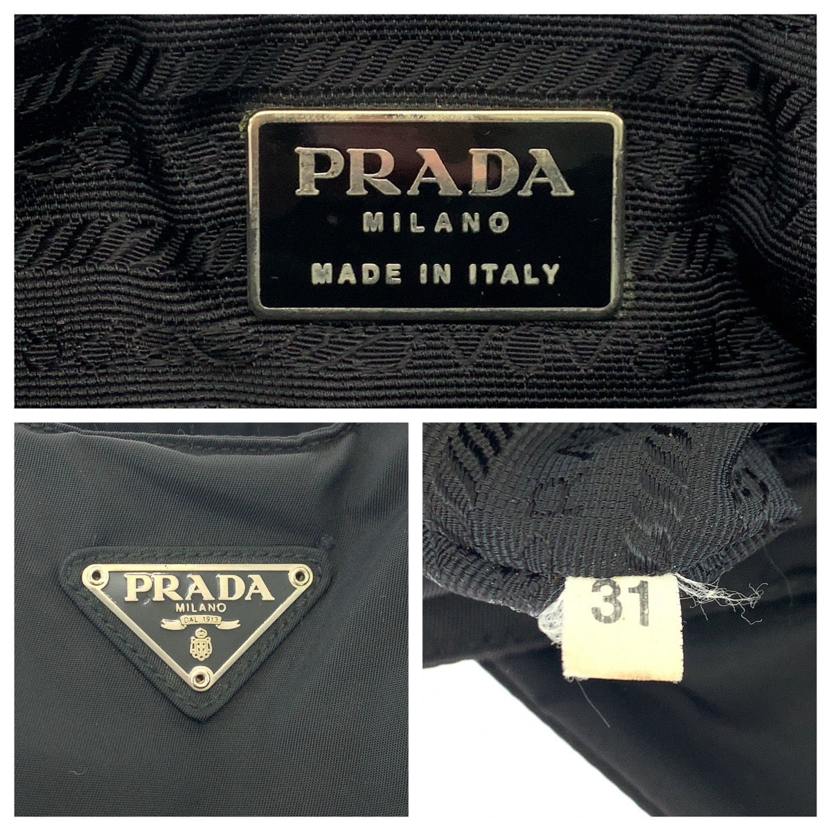 PRADA Tote Bag Nylon Black SilverMetal Test Triangle With logo
