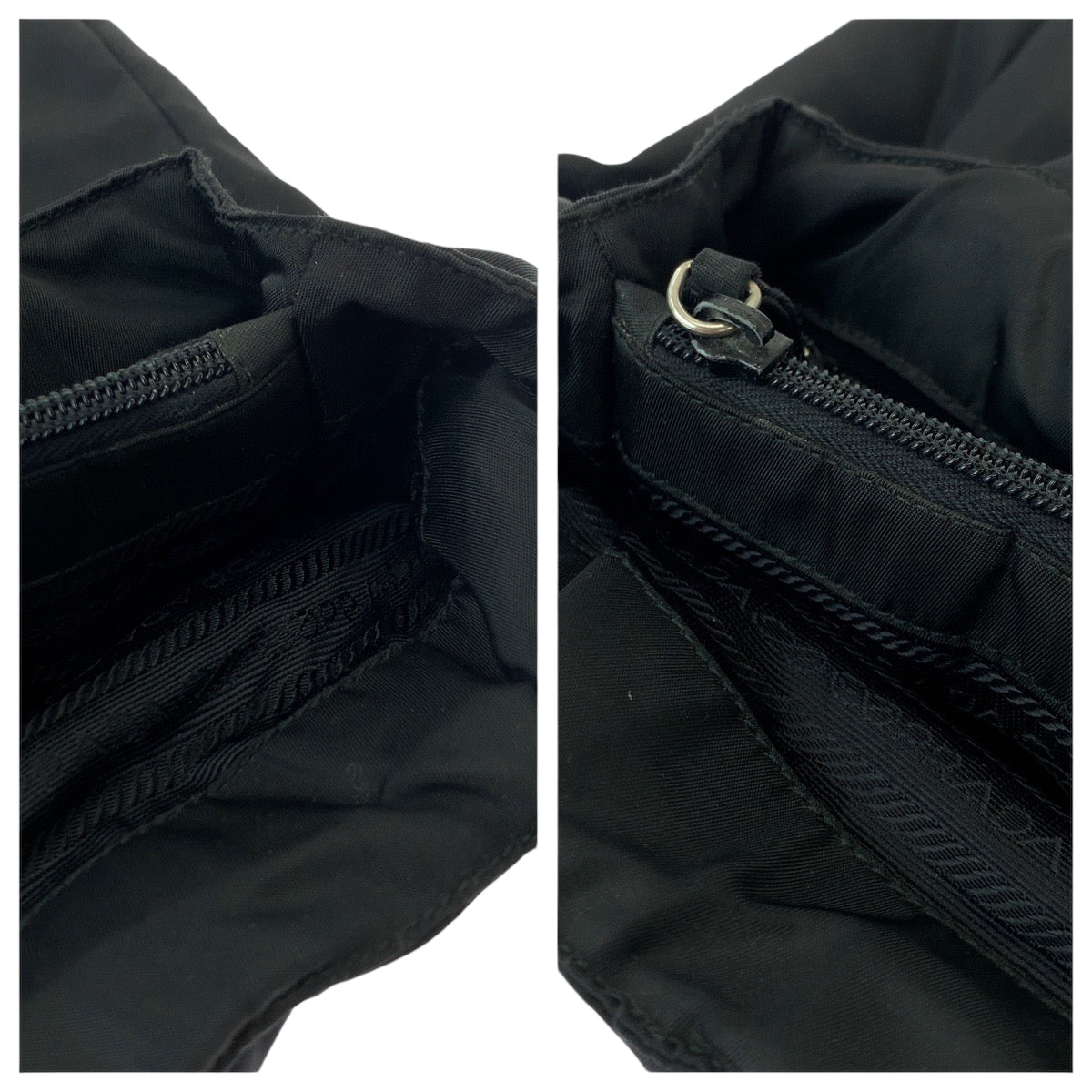 PRADA Tote Bag Nylon Black SilverMetal Test Triangle With logo