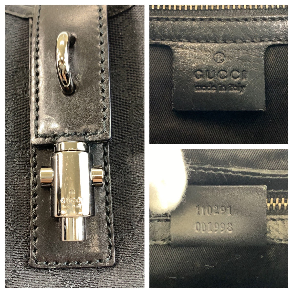 GUCCI Shoulder Bag 110291 GG canvas Black SilverMetal New Jackie