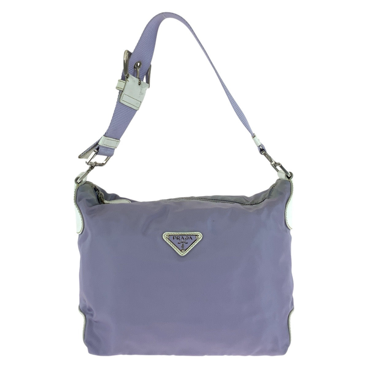 PRADA Shoulder Bag Nylon Purple SilverMetal Test Triangle With logo