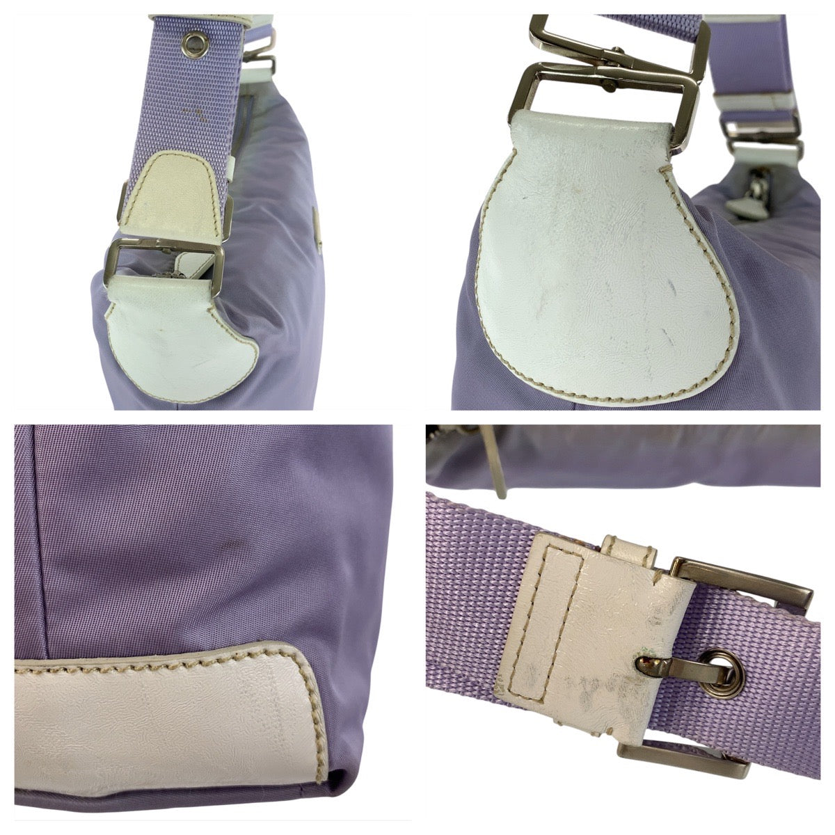 PRADA Shoulder Bag Nylon Purple SilverMetal Test Triangle With logo